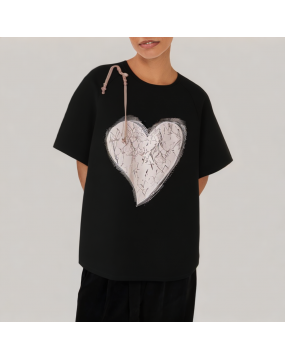Short Sleeved T Shirt With Button Decoration 
