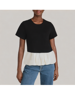 Fake Two Piece Splicing Short Sleeved T Shirt 