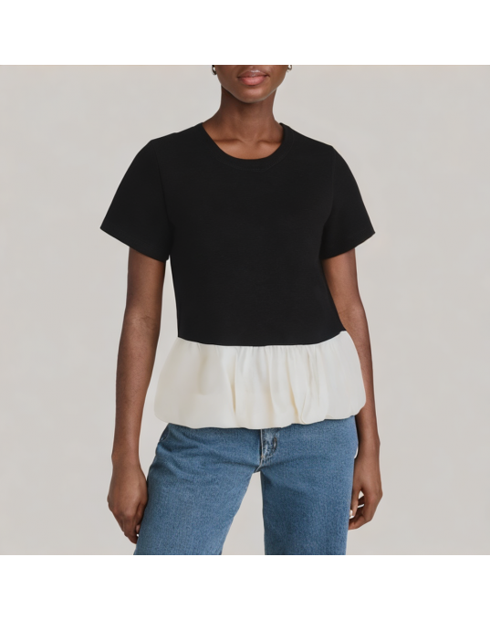 Fake Two Piece Splicing Short Sleeved T Shirt 