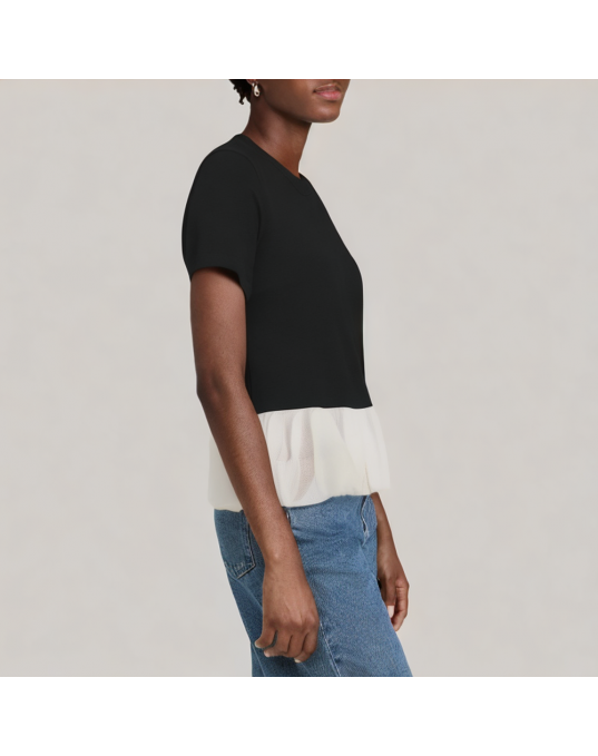 Fake Two Piece Splicing Short Sleeved T Shirt 