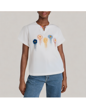Colorful Flower Short Sleeved T Shirt 