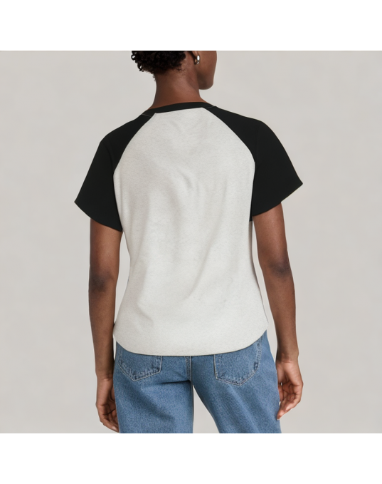Retro Patchwork Contrast Color Short Sleeved T Shirt