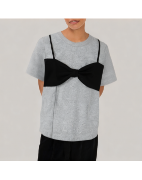 Three Dimensional Bow Short Sleeved T Shirt