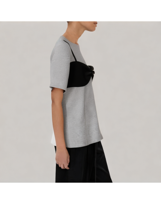 Three Dimensional Bow Short Sleeved T Shirt