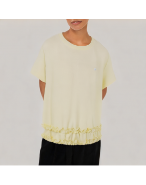 Spliced Ruffle Hem Short Sleeved T Shirt 