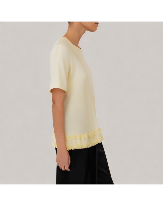 Spliced Ruffle Hem Short Sleeved T Shirt 