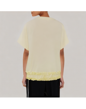 Spliced Ruffle Hem Short Sleeved T Shirt 