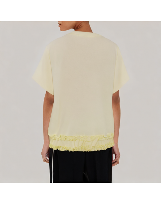 Spliced Ruffle Hem Short Sleeved T Shirt 
