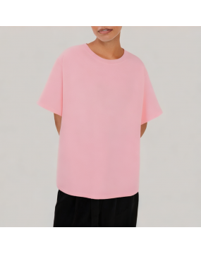 Pink Casual Loose Short Sleeved T Shirt 