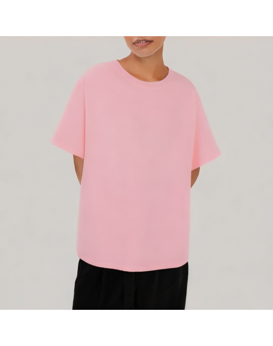 Pink Casual Loose Short Sleeved T Shirt 