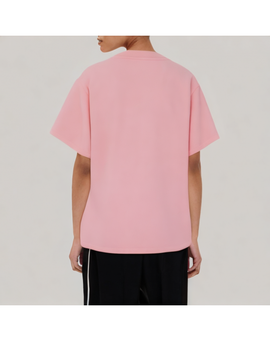 Pink Casual Loose Short Sleeved T Shirt 