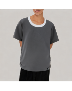 Gray Waist Short Sleeved T Shirt 