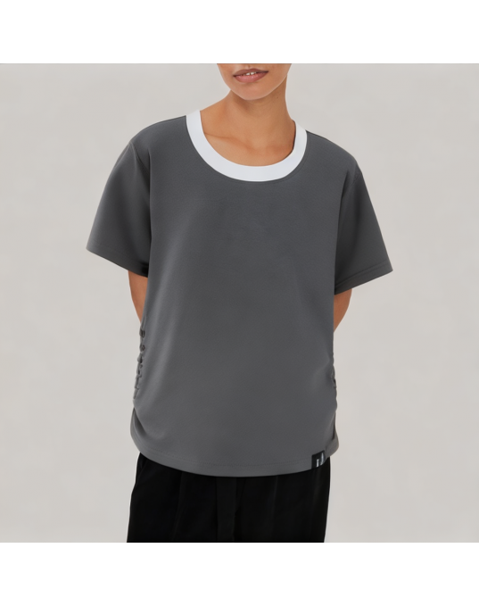 Gray Waist Short Sleeved T Shirt 