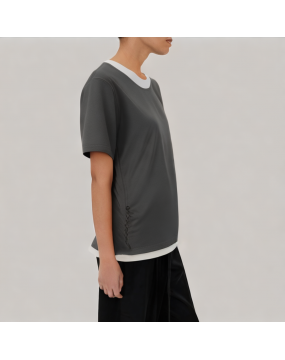 Gray Waist Short Sleeved T Shirt 