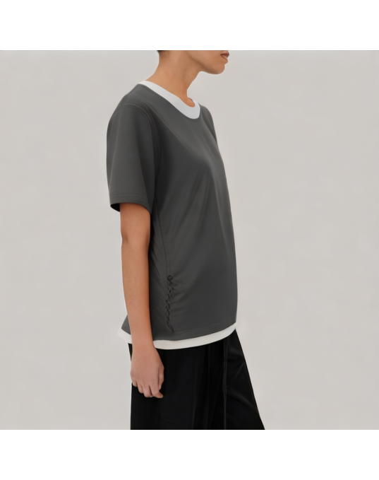 Gray Waist Short Sleeved T Shirt 