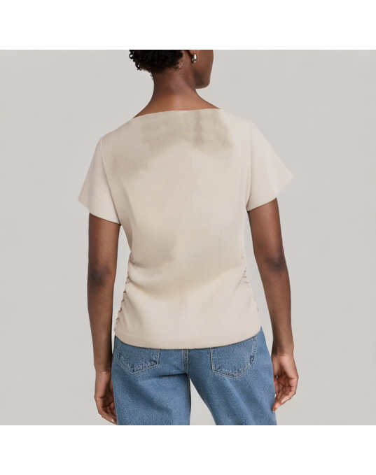 Round Neck Fake Two Piece Knitted Short-Sleeved T Shirt 