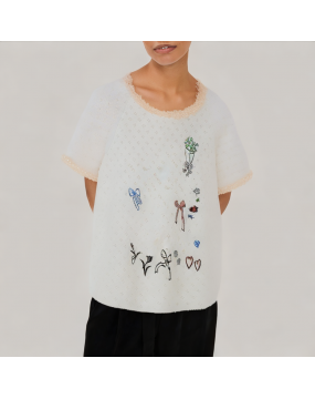 Ruffled Lace Patchwork Short Sleeved T Shirt