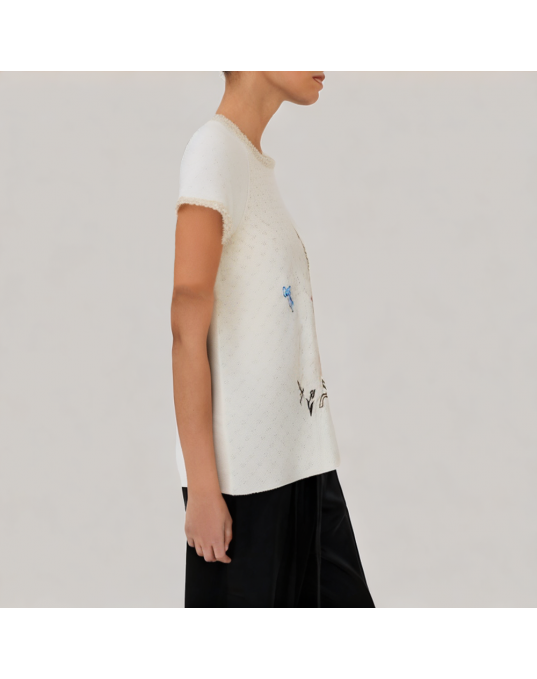 Ruffled Lace Patchwork Short Sleeved T Shirt