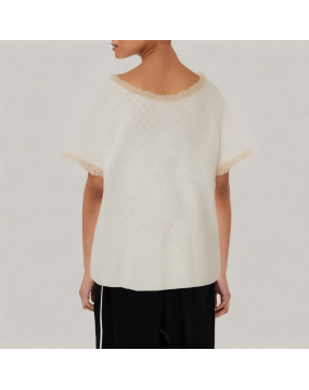 Ruffled Lace Patchwork Short Sleeved T Shirt