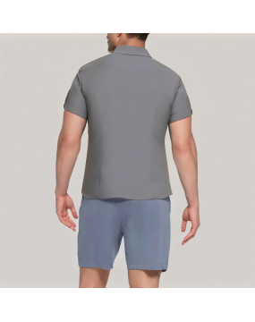 Dark Grey Formal Men's Short Sleeved Shirt 