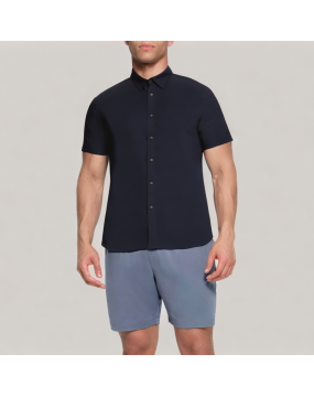 Dark Blue Business Short Sleeved Shirt 