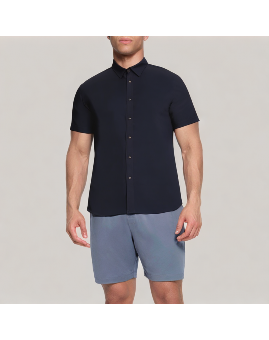 Dark Blue Business Short Sleeved Shirt 