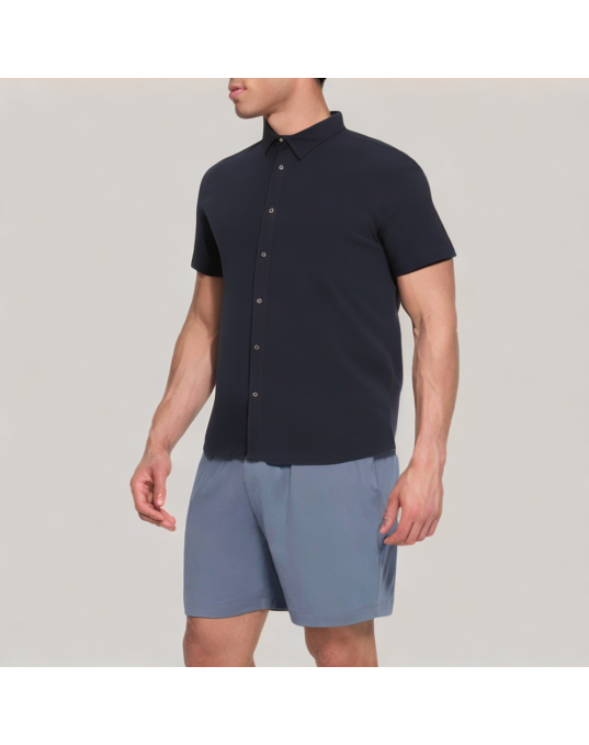 Dark Blue Business Short Sleeved Shirt 