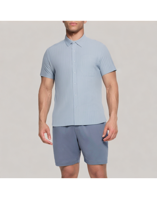 Men's Light Blue Commuter Short Sleeved Shirt 