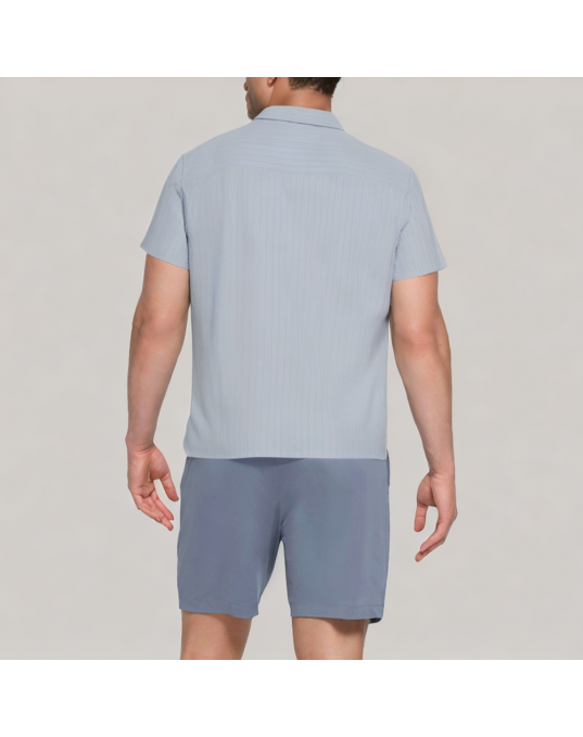 Men's Light Blue Commuter Short Sleeved Shirt 