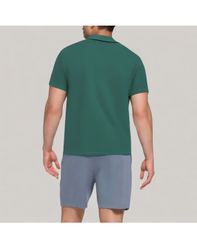 Green Textured Men's Short sleeved Shirt 