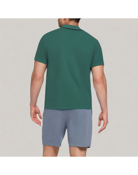 Green Textured Men's Short sleeved Shirt 