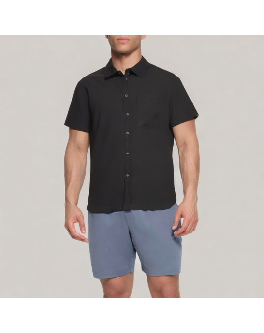 Black Textured Short Sleeved Shirt 