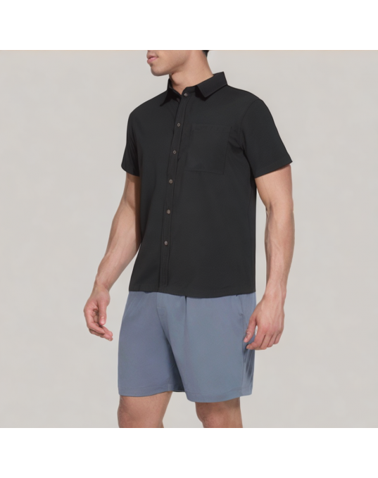 Black Textured Short Sleeved Shirt 