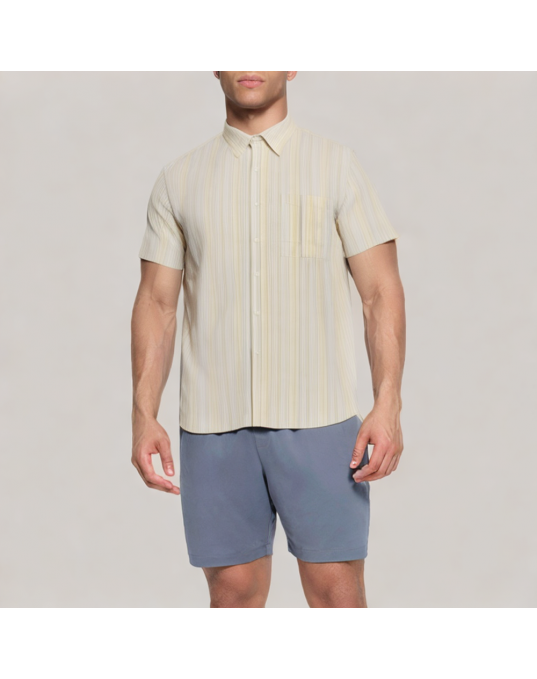 Contrast Stripe Commuter Short Sleeved Shirt