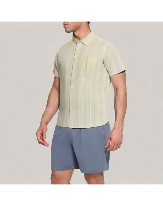 Contrast Stripe Commuter Short Sleeved Shirt