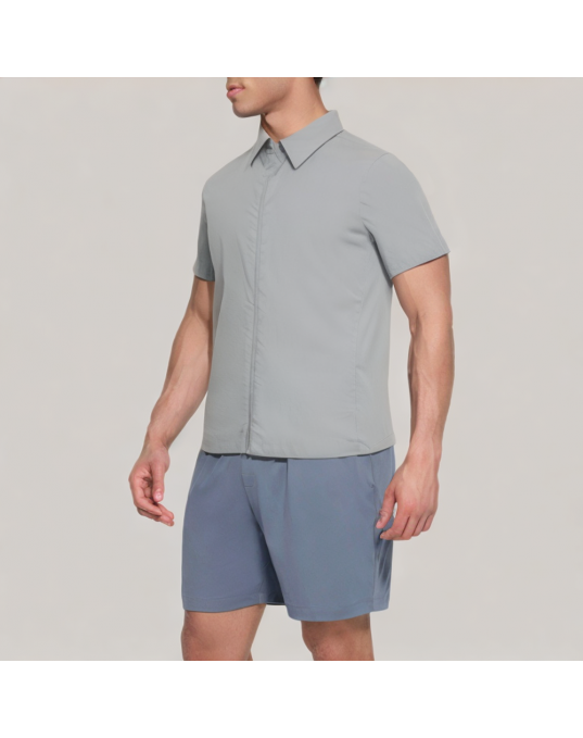 Gray Simple Short Sleeved Shirt 