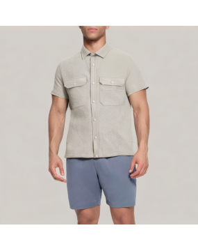Men's Casual Textured Short Sleeved Shirt 