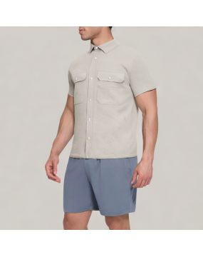 Men's Casual Textured Short Sleeved Shirt 