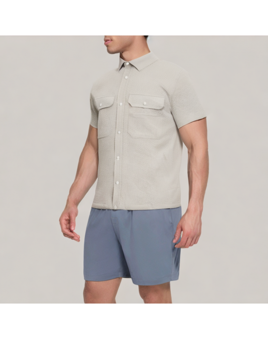 Men's Casual Textured Short Sleeved Shirt 