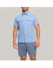 Blue Commuter Lapel Short Sleeve Shirt