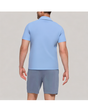 Blue Commuter Lapel Short Sleeve Shirt