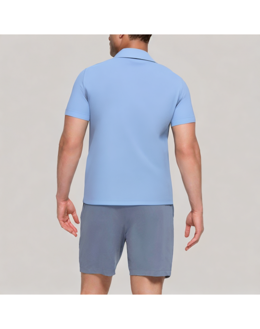 Blue Commuter Lapel Short Sleeve Shirt