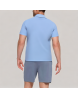Blue Commuter Lapel Short Sleeve Shirt