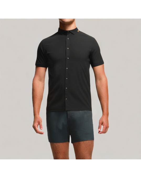 Men's Black Business Short Sleeved Shirt 