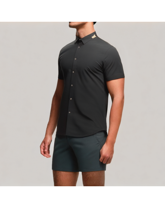Men's Black Business Short Sleeved Shirt 