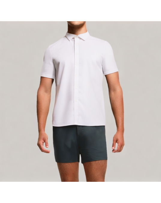 Solid Color Commuting Short Sleeved Shirt