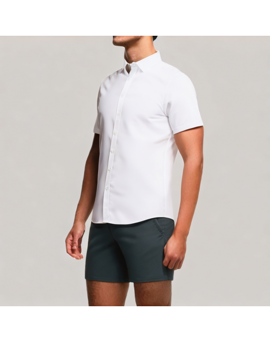 Solid Color Commuting Short Sleeved Shirt