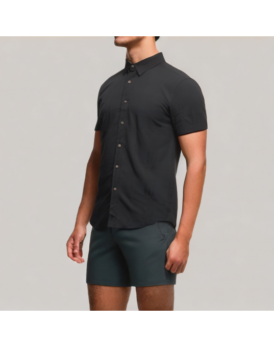Lyocell Solid Color Short Sleeved Shirt