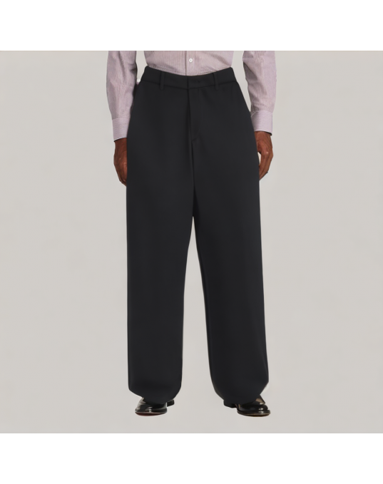 Black Tapered Drape Casual Pants 
